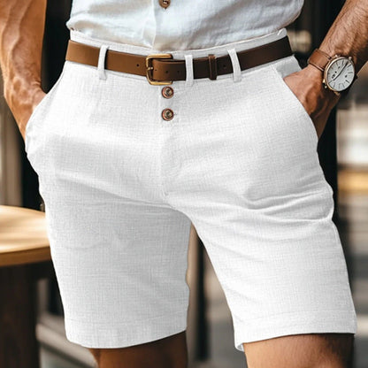 Herren Leinen Einfarbige Button-Shorts | Ideal für den Sommer