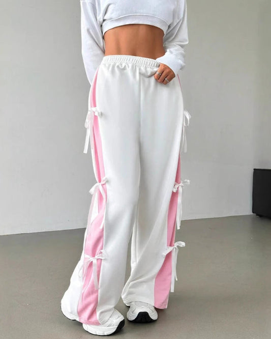 Elastische Hose mit Kontrast und Geradem Bein | Ideal für Alle Jahreszeiten