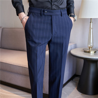 Herren Gestreifte Stretch-Anzughose | Ideal für den Herbst