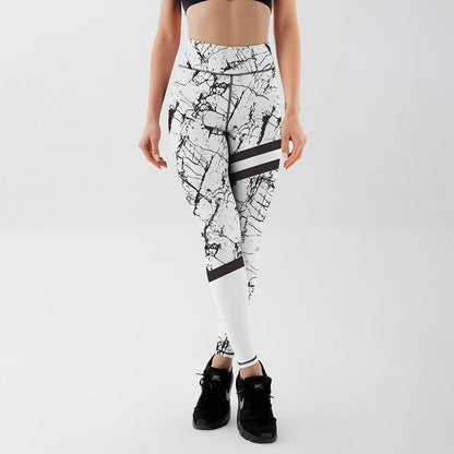 Schwarz-Weiß Marmor Print Yoga Leggings I Ideal für alle Jahreszeiten