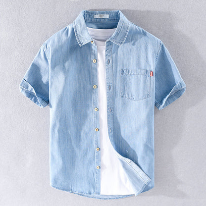Kurzarm-Jeanshemd aus Baumwolle Ideal für den Sommer