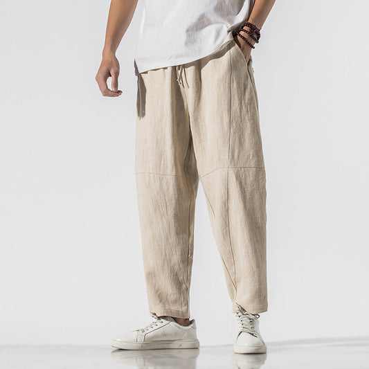 Herren Dünne Leinen 3/4 Weite Hose I Ideal für Sommer