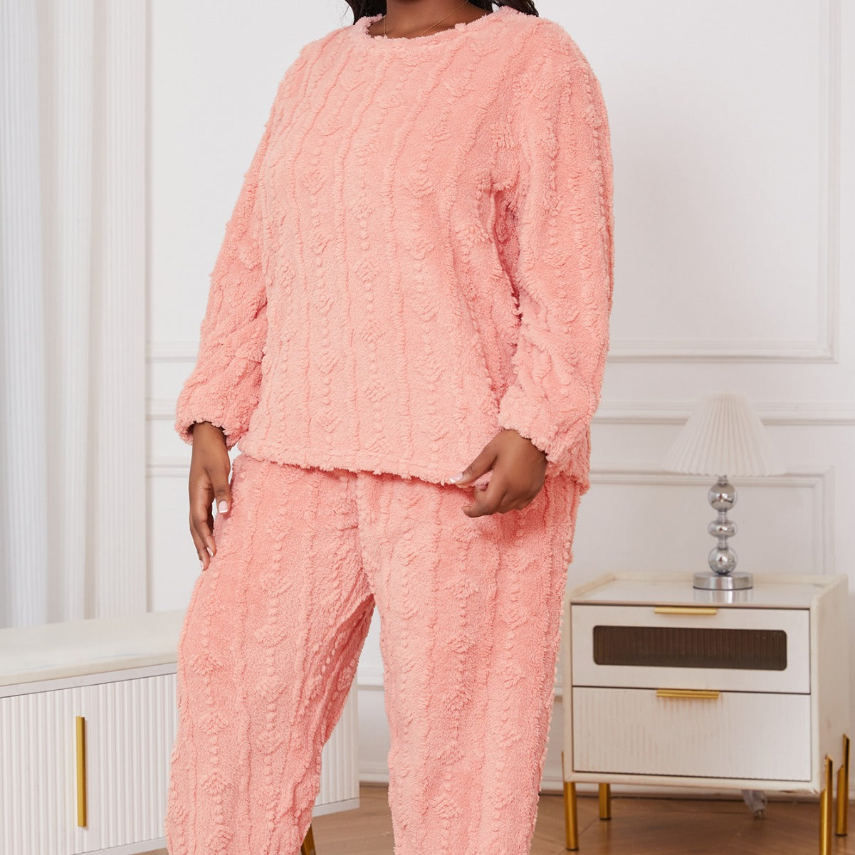Zweiteiliges Plus Size Pyjama Set mit Rundhalsausschnitt | Ideal für alle Jahreszeiten