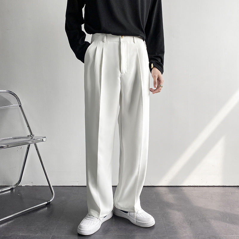 Herrenhose mit weitem Bein und geradem Schnitt, ideal für Frühling und Herbst