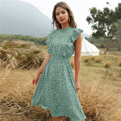 Polka Dot Chiffon Maxi Kleid mit Lockerer Taille | Ideal für Sommer