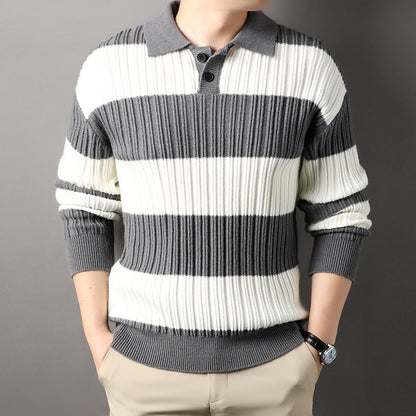 Herren Locker Gestreifter Pullover mit Langen Ärmeln, ideal für Herbst und Winter