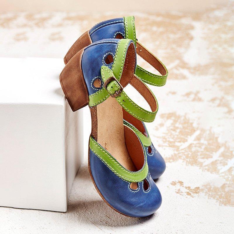 Sandalen mit Niedrigem Absatz, Knöchelriemen und Blockabsatz | Ideal für Frühling und Sommer