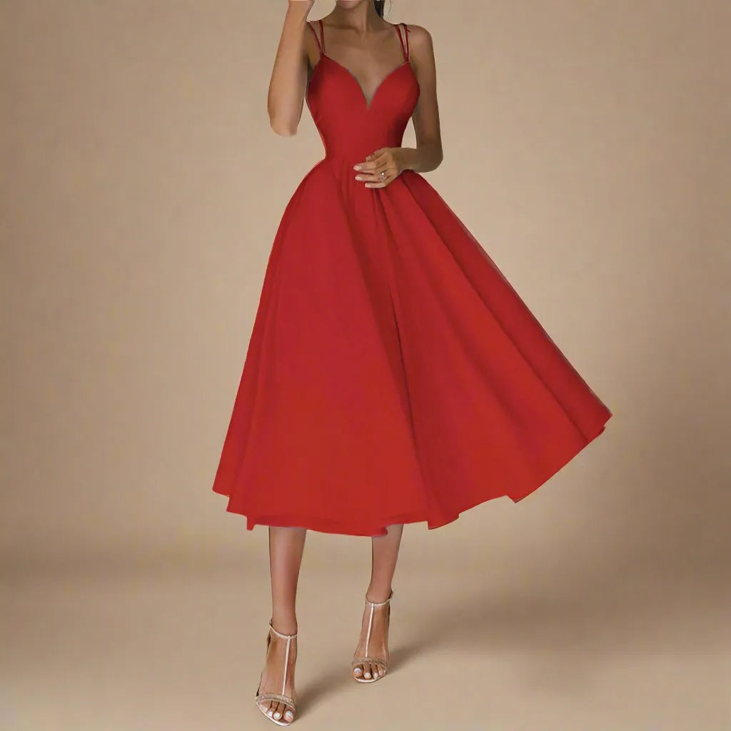 Ärmelloses V-Ausschnitt-Kleid mit zarten Trägern | Ideal für den Sommer