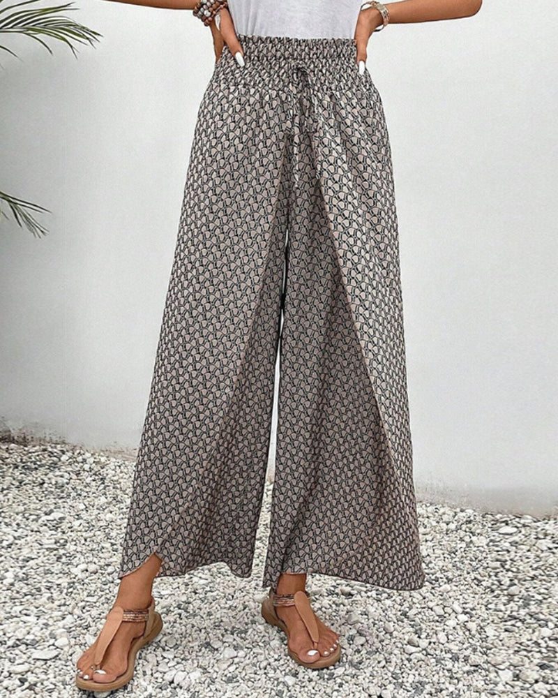 Hochtaillierte Weite-Hose mit fließendem Design | Ideal für Frühling und Herbst