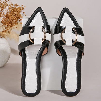 Damen Pantoletten aus PU-Leder mit Offenem Zehendesign | Ideal für den Sommer
