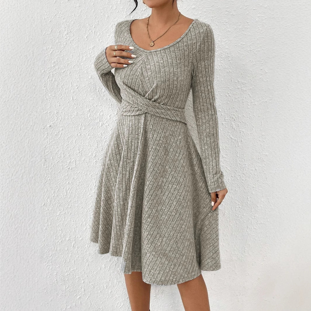 Gestreiftes Langarm Kleid Top mit Regulären Ärmeln | Ideal für Frühling und Herbst