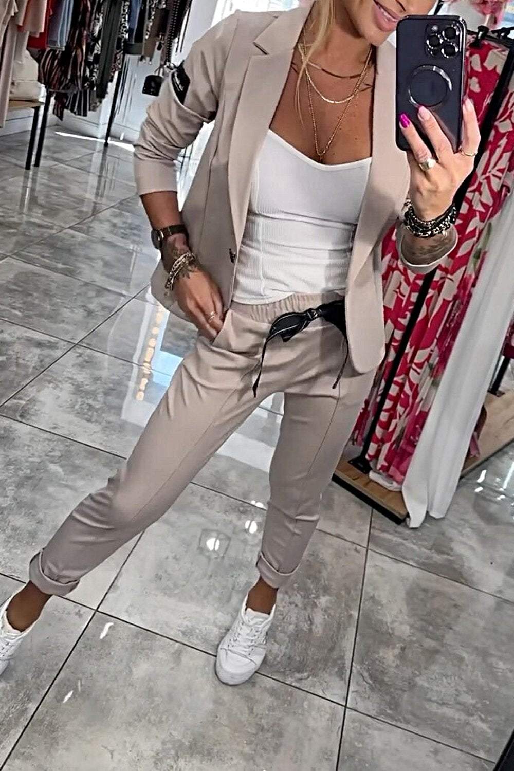 Zweiteiliges Set mit leichtem Blazer und Stretch-Hose | Ideal für Frühling und Herbst