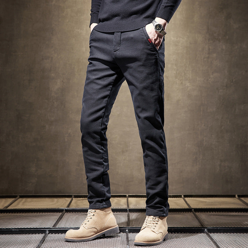 Herren Businesshose mit Schlanker Passform und Geradem Bein aus Dickem Stoff | Ideal für Herbst und Winter