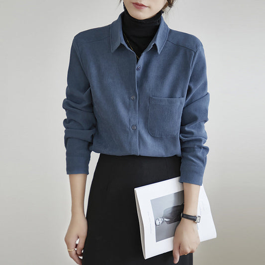 Damen Cordkleid-Hemd mit Bindeelement und Langarm | Ideal für Herbst und Winter