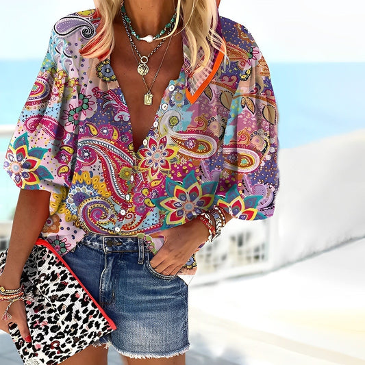 Langarmshirt mit Mandala-Druck Ideal für Herbst und Winter