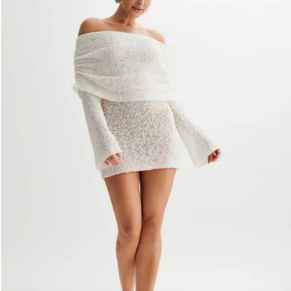 Strickkleid mit Boootsausschnitt und langen Ärmeln Ideal für Frühling und Herbst