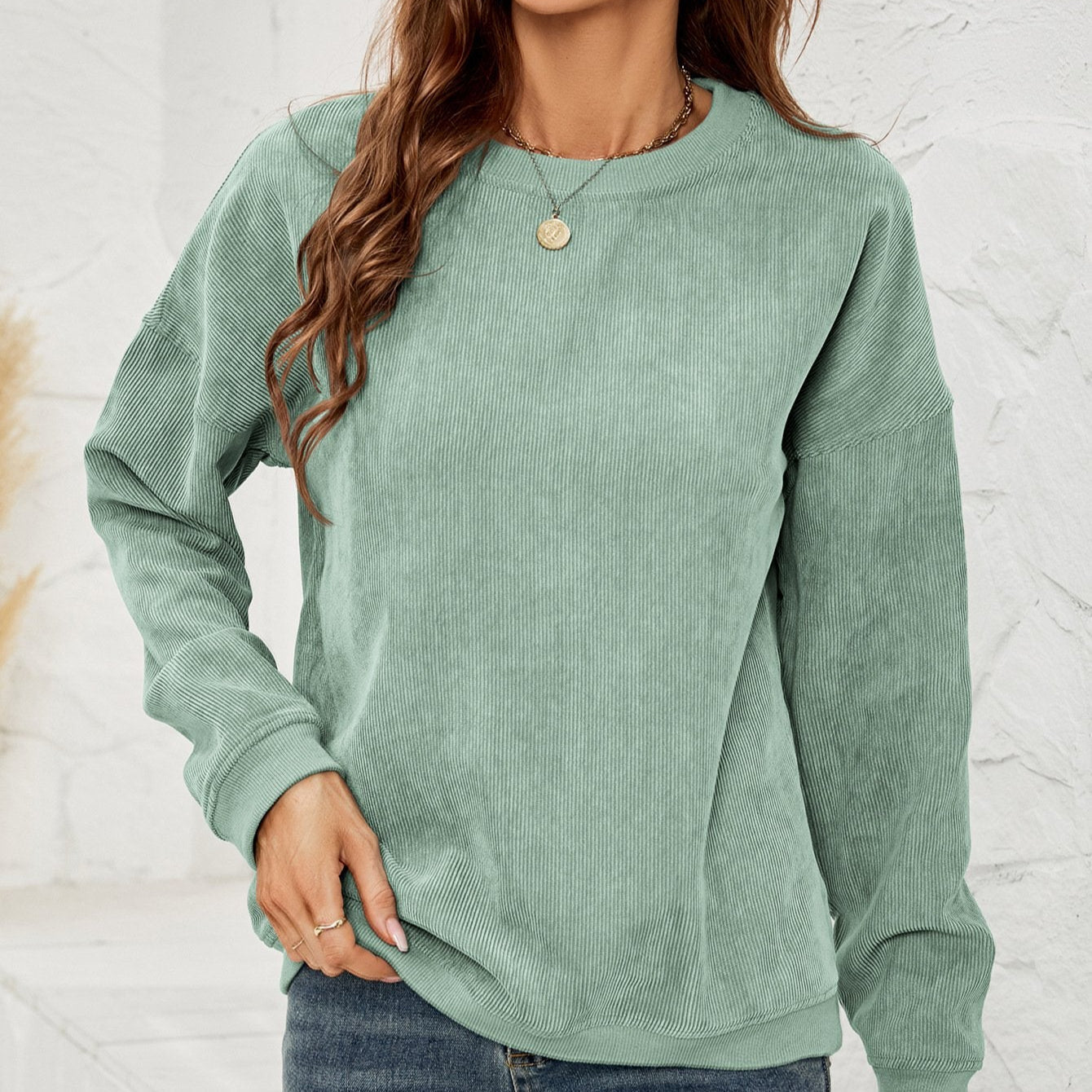 Cord Pullover-Sweatshirt mit langen Ärmeln | Ideal für Frühling und Herbst