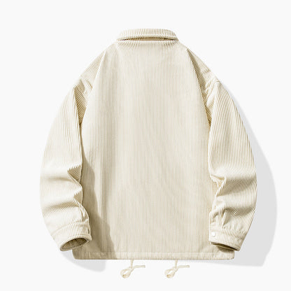 Locker Geschnittene Cordjacke in Uni-Farbe mit Langen Ärmeln | Ideal für Herbst und Frühling