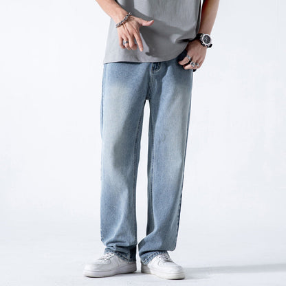 Herren Lose Gerade Gewaschene Weite Jeans Mit Mittlerer Taille I Ideal für Frühling und Herbst