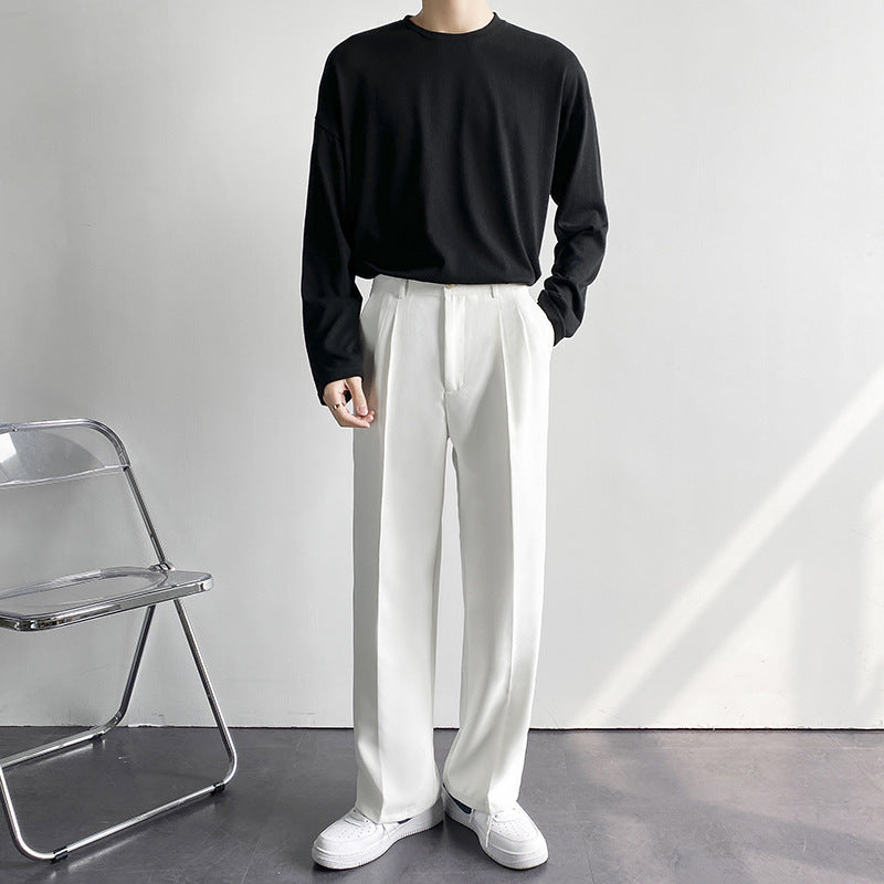 Herrenhose mit weitem Bein und geradem Schnitt, ideal für Frühling und Herbst