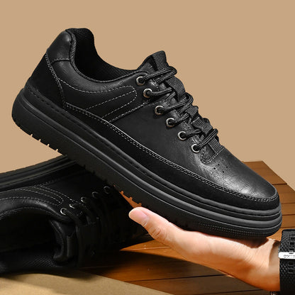 Herren Leder Low-Top Schuhe mit Dicker Gummisohle Ideal für alle Jahreszeiten
