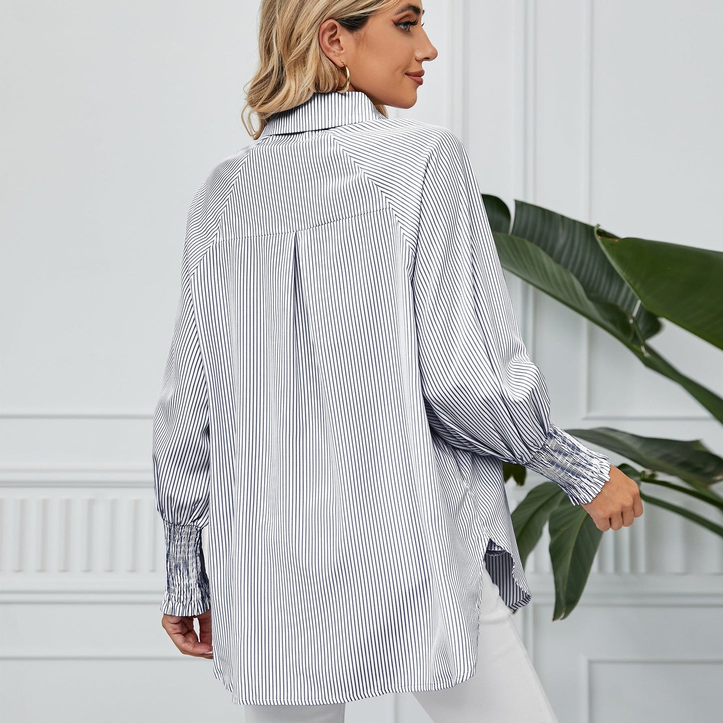 Faltenmanschetten Streifen Langarmshirt | Ideal für Frühling und Herbst
