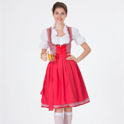 Deutsches Bierfest Kellnerin Dirndl Kostüm in Rot Grün oder Blau | Ideal für Festivals