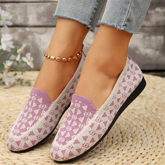 Atmungsaktive Gestrickte Flache Schuhe mit Rundspitze | Ideal für den Sommer