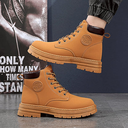 Wasserdichte PU-Leder Martin Stiefeletten mit Gummisohle | Ideal für den Winter