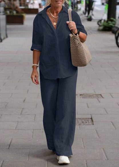 Set aus Langarmshirt und Hose mit weitem Bein