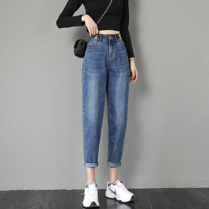 Weit geschnittene High-Waist-Jeans I Ideal für den Herbst