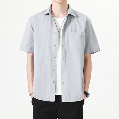 Herren Kurzarm Baumwoll-Shirt Mantel Ideal für Sommer