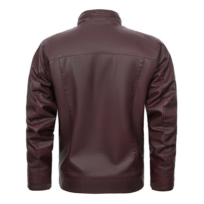 Herrenjacke aus PU-Leder mit Pattentaschen | Ideal für Frühling und Herbst