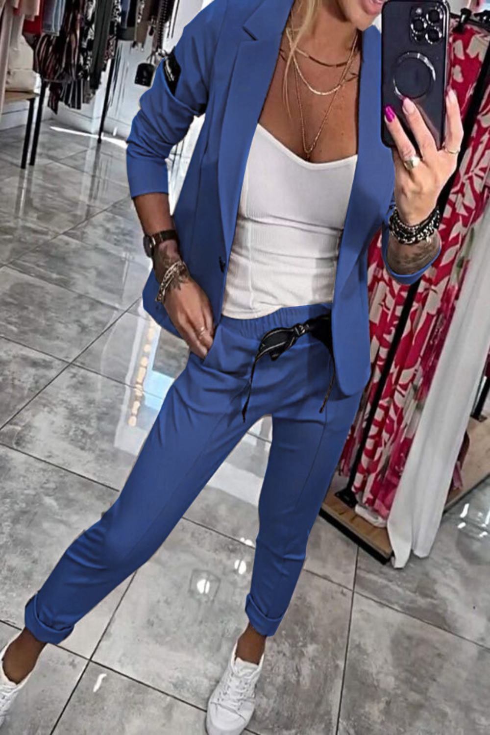 Zweiteiliges Set mit leichtem Blazer und Stretch-Hose | Ideal für Frühling und Herbst