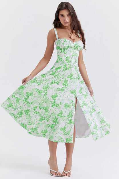 Blumengemustertes Damenkleid mit Riemen I Ideal für Frühling und Sommer