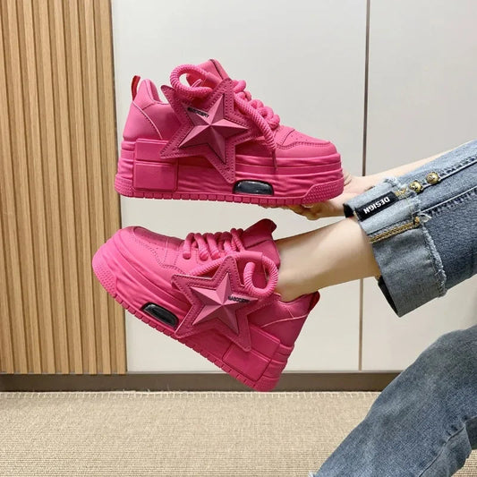 Leichte Weiße Schuhe mit Plateau und Schnürdesign | Ideal für Frühling und Sommer
