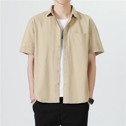 Herren Kurzarm Baumwoll-Shirt Mantel Ideal für Sommer