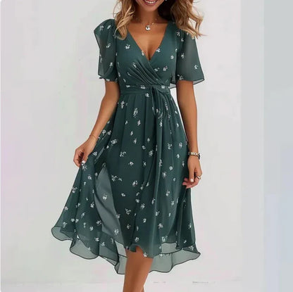 Elegantes V-Ausschnitt-Kleid mit Maßgeschneidertem Schnitt | Ideal für Frühling und Herbst