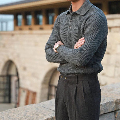 Strickpullover mit Button-Down-Kragen für Männer Ideal für Winter