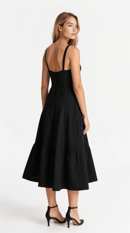 Kleid mit Korsett-Detail, Figurbetonter Oberteil und Fließendem Rock | Ideal für Frühling und Sommer