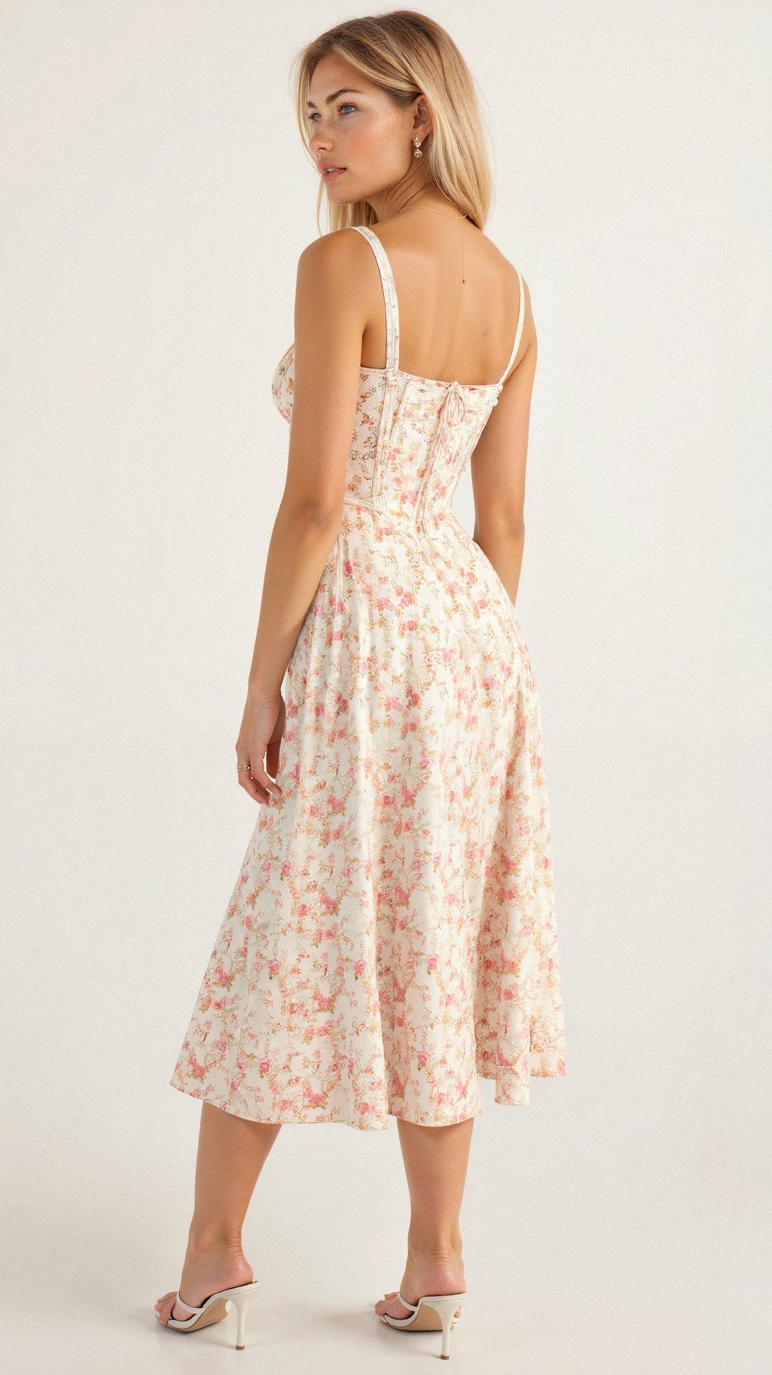 Kleid mit Korsett-Detail, Figurbetonter Oberteil und Fließendem Rock | Ideal für Frühling und Sommer