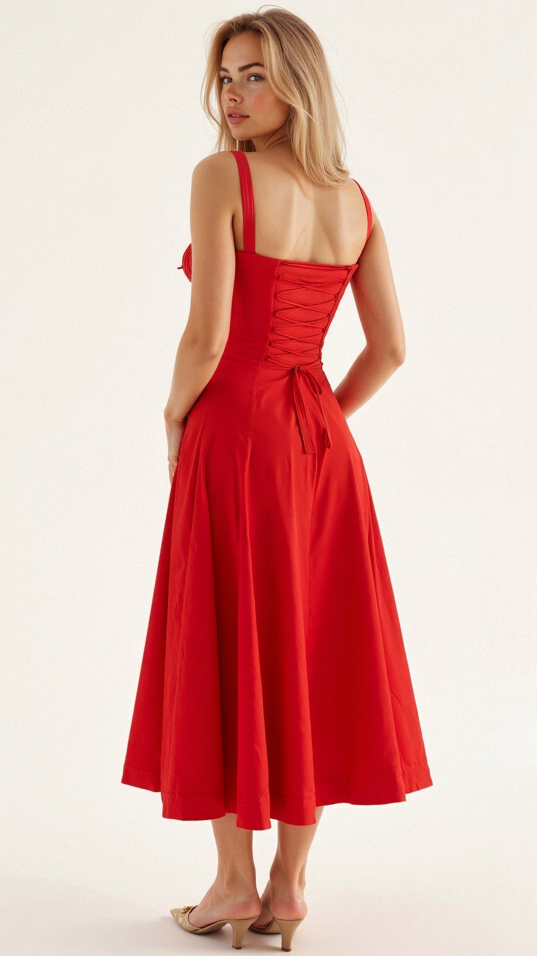 Kleid mit Korsett-Detail, Figurbetonter Oberteil und Fließendem Rock | Ideal für Frühling und Sommer