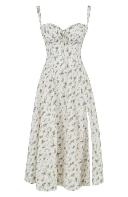 Kleid mit Korsett-Detail, Figurbetonter Oberteil und Fließendem Rock | Ideal für Frühling und Sommer