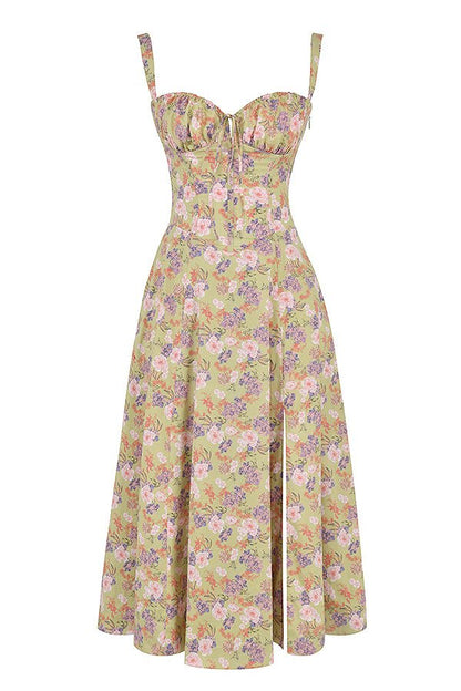 Kleid mit Korsett-Detail, Figurbetonter Oberteil und Fließendem Rock | Ideal für Frühling und Sommer
