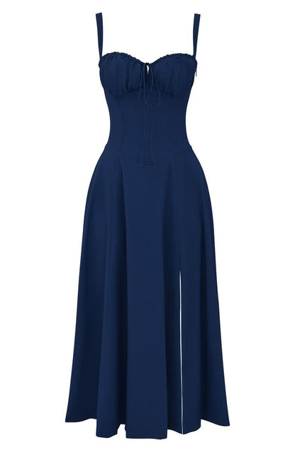 Kleid mit Korsett-Detail, Figurbetonter Oberteil und Fließendem Rock | Ideal für Frühling und Sommer