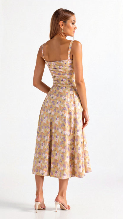 Kleid mit Korsett-Detail, Figurbetonter Oberteil und Fließendem Rock | Ideal für Frühling und Sommer