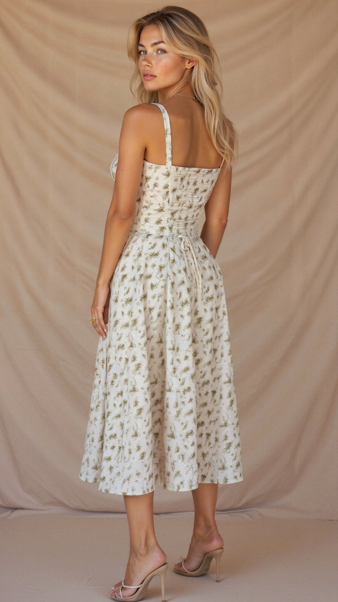 Kleid mit Korsett-Detail, Figurbetonter Oberteil und Fließendem Rock | Ideal für Frühling und Sommer