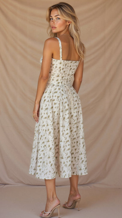 Kleid mit Korsett-Detail, Figurbetonter Oberteil und Fließendem Rock | Ideal für Frühling und Sommer