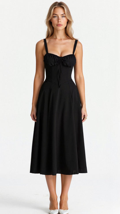 Kleid mit Korsett-Detail, Figurbetonter Oberteil und Fließendem Rock | Ideal für Frühling und Sommer