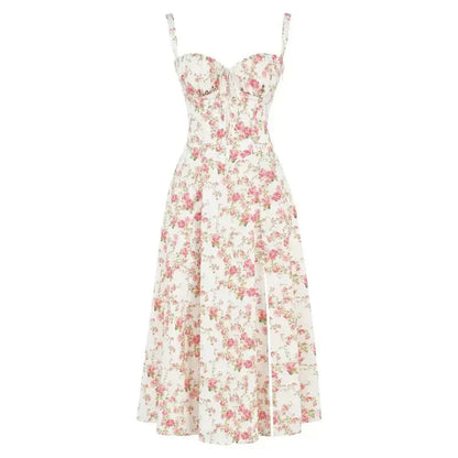 Kleid mit Korsett-Detail, Figurbetonter Oberteil und Fließendem Rock | Ideal für Frühling und Sommer